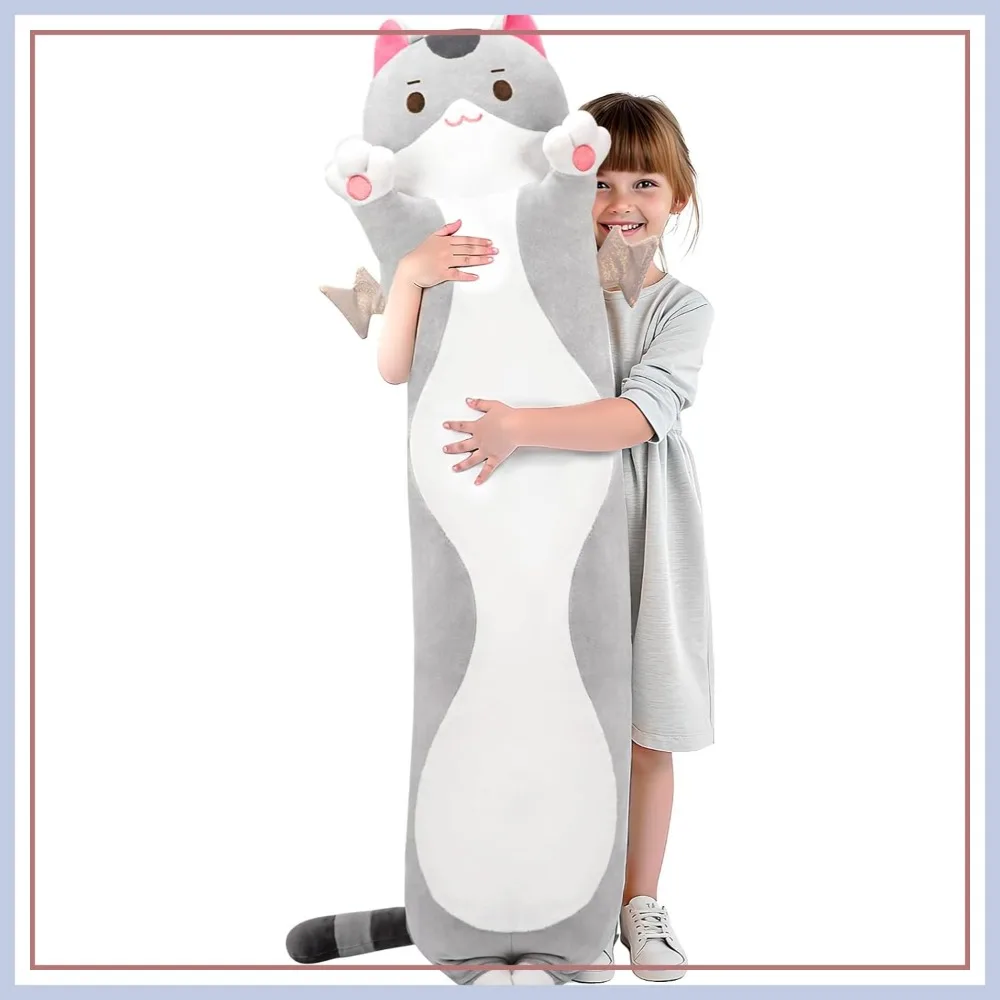 

Extra Filling Long Cat Plush, 5 Sizes Giant Body Pillow, Kawaii Stuffed Animals Plushies Gift for Girls