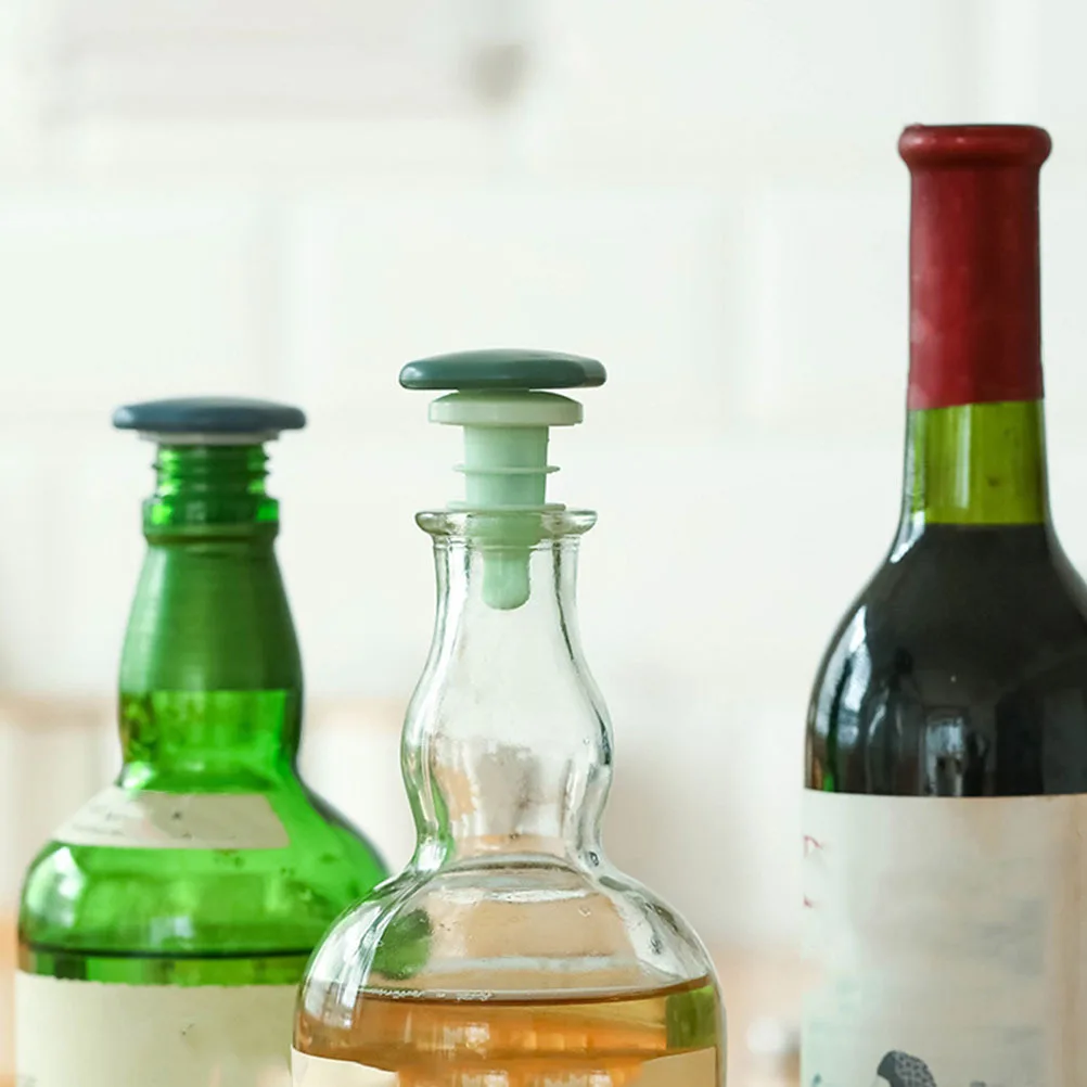 

4 pcs Silicone Wine Bottle Stoppers Airtight Sealing Plugs Rust-Resistant Decorative Red Wine Accessories Kitchen Bar