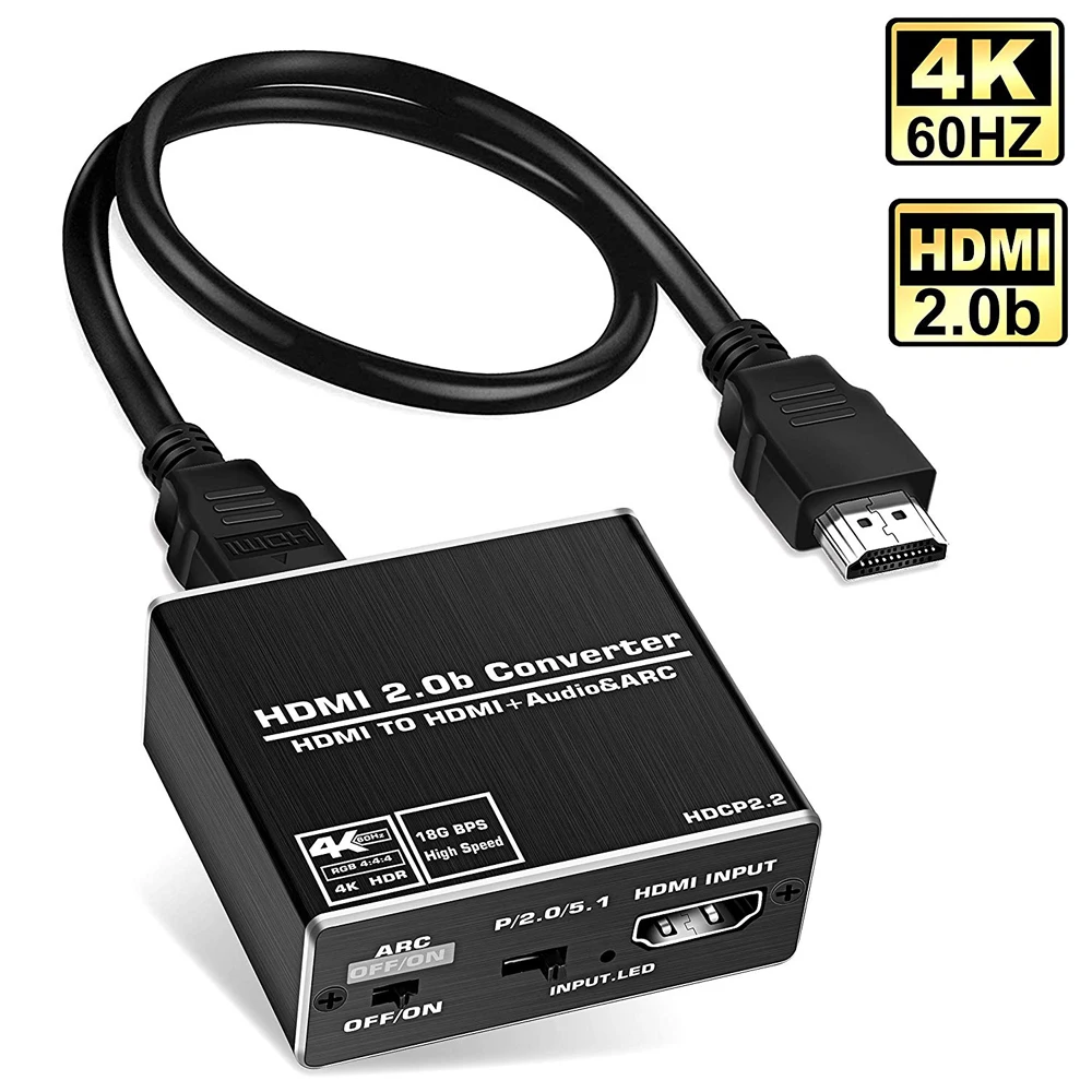 HDMI Audio Extractor 4K 60Hz HDMI 2.0 Audio Extractor ARC Splitter 5.1 Ch HDMI to Toslink Audio Converter for PS5 Xbox Series X