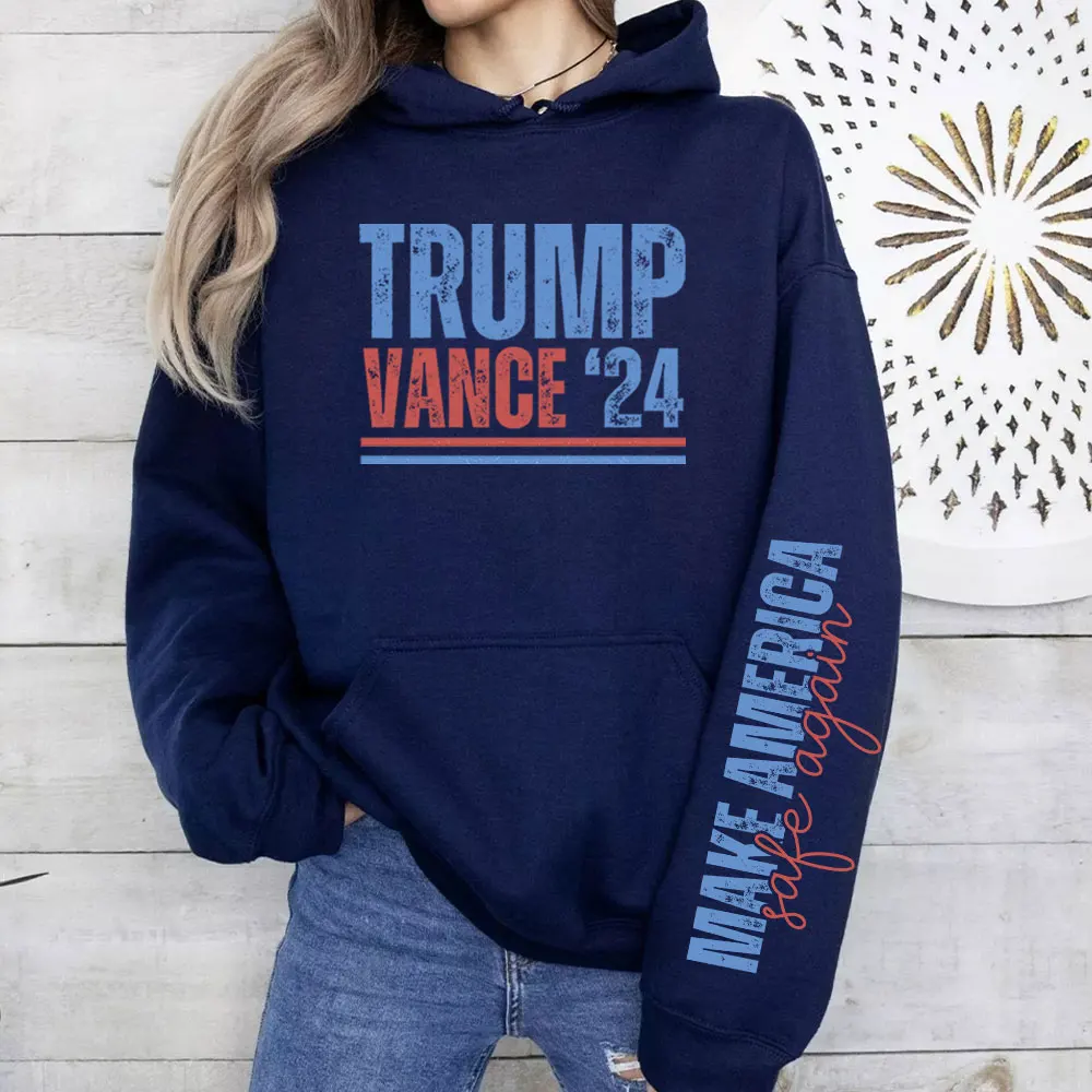 Make America Safe Again, Trump Vance 2024 Long-sleeved Men's and Women's Sweater MAGA Fashion Trump Sweatshirt Republican Gift