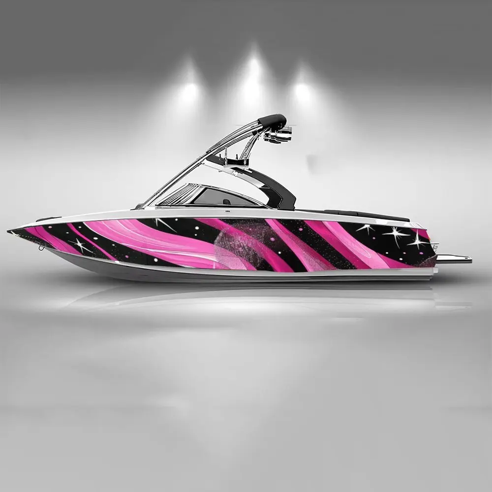 

Unique Pink Black Striped Starry Sky Beautiful Boat Sticker Vinyl Ship Pontoon Deck Boat Fishing Decorative Pontoon Boats Decal