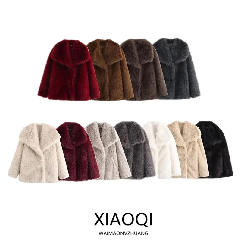 แฟชั่นเสื่อขนสัตว์เทียมเสื้อโค้ทฤดูหนาวมาใหม่ล่าสุดเสื้อผ้าผู้หญิงลำลองอเนกประสงค์หลวมพอดีเสื้อแจ๊กเก็ต