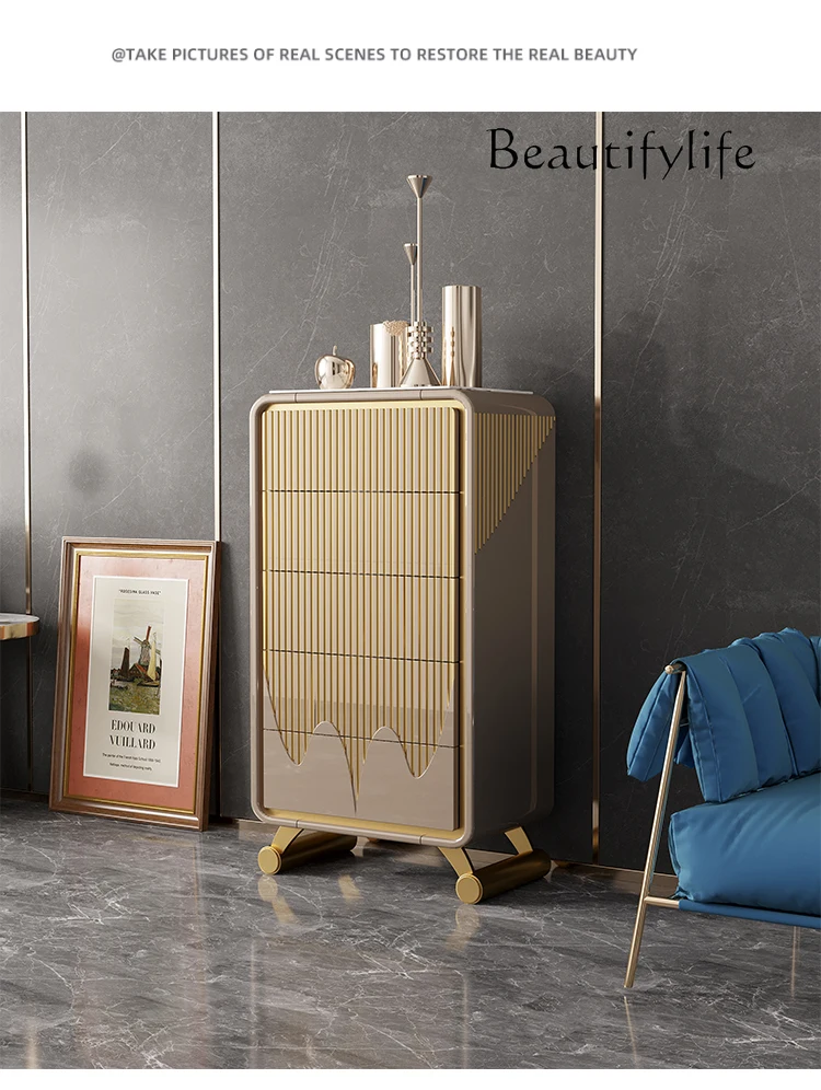 Light luxury high-end storage cabinet Solid wood porch cabinet Modern home living room Bedroom fashion