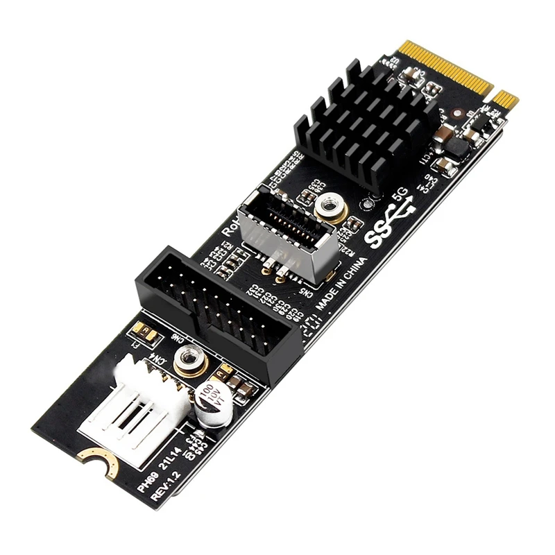 M.2 Pcie To USB3.0 Type-E & C+19 / 20P Interface Expansion Card M.2 Mkey To Pcie Adapter 5Gbps Adapter Card VL805