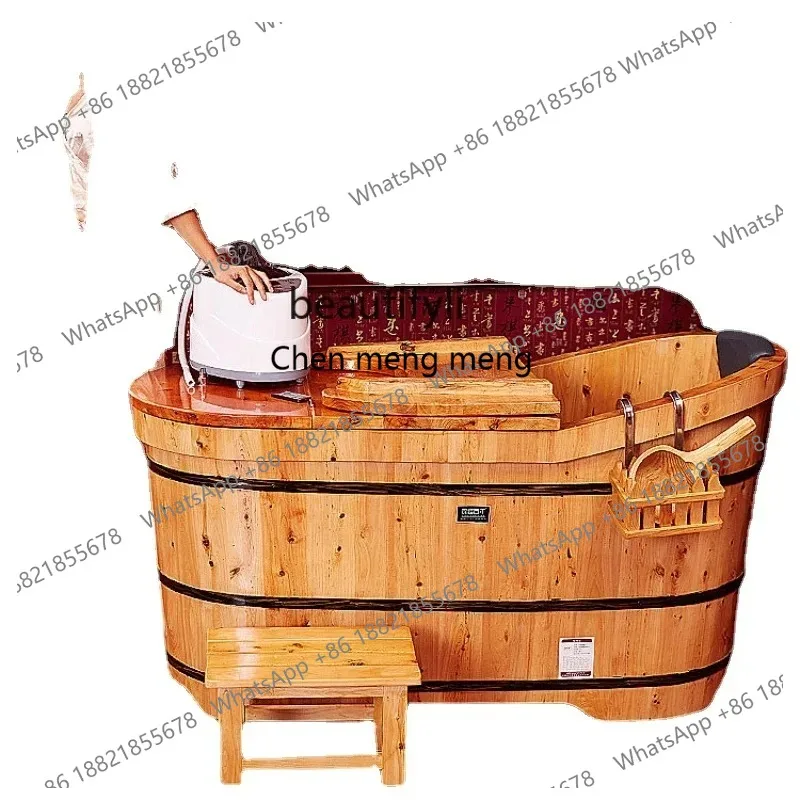 Wooden Bathtub for Adult, Cedar Barrels Bath Bucket, Fumigation Bath, Solid Bathtub