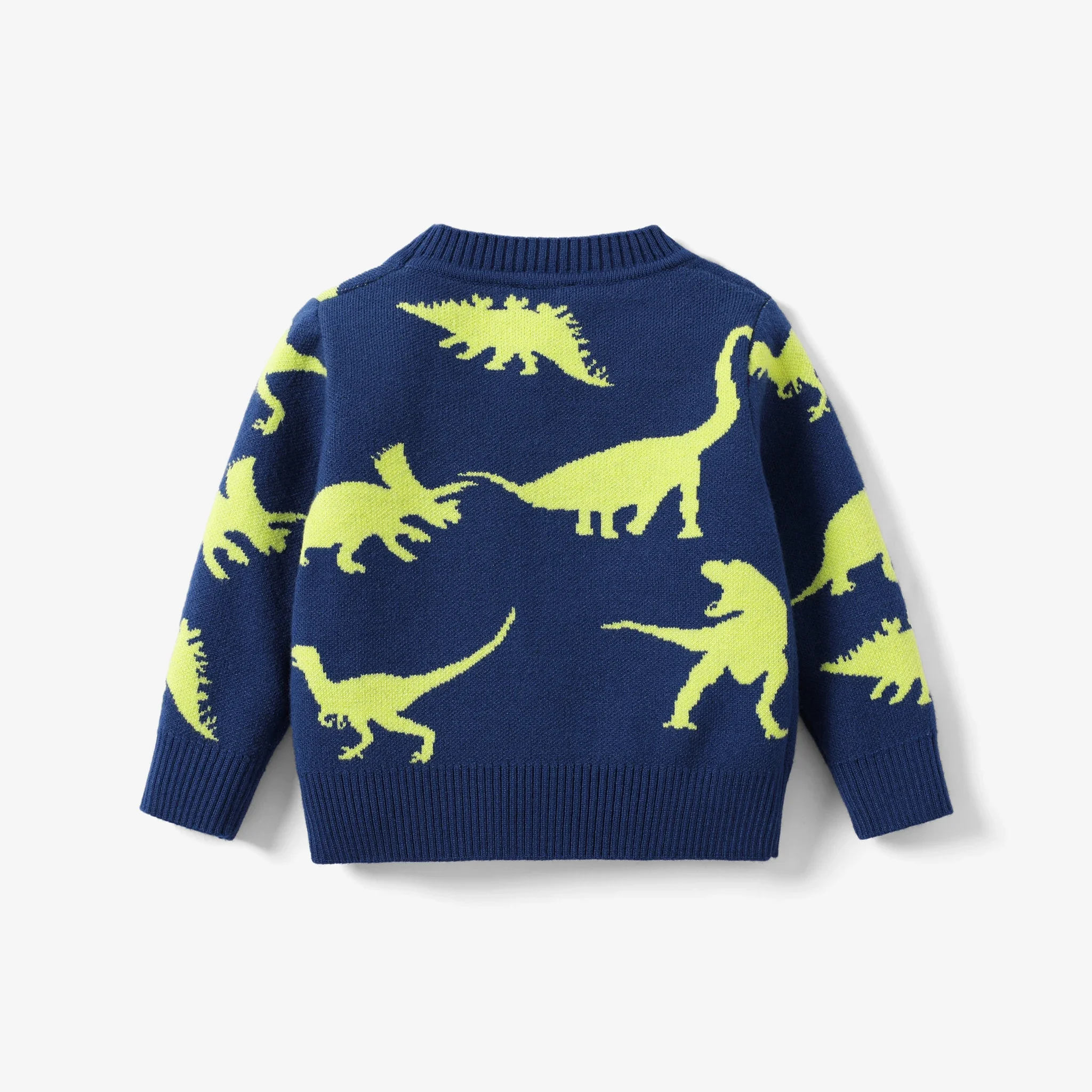 PatPat Baby/Toddler Boy Childlike Dinosaur Knitted Sweater with Secret Button Soft and Comfortable  Perfect for Outings