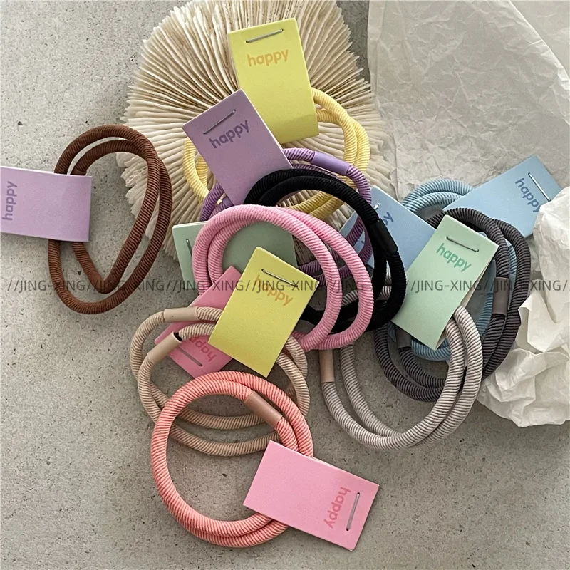 

Милые разноцветные резинки для волос из ниток, набор из 2 штук, модные универсальные высокоэластичные резинки для хвоста, аксессуары для волос для женщин