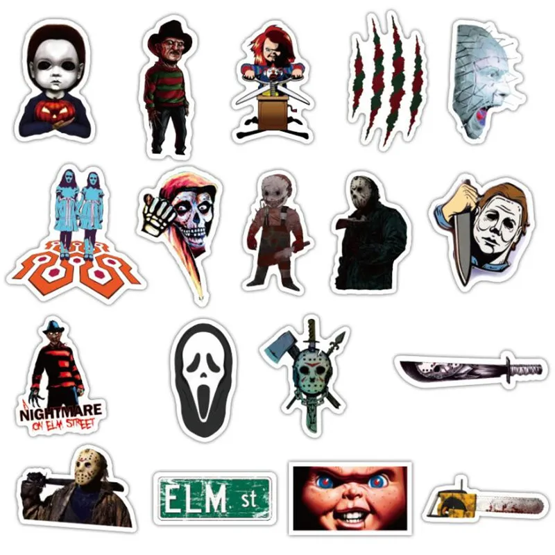 50PCS Thriller Horror Character Cartoon Graffiti Laptop Refrigerator Skateboard Waterproof Sticker Decoration