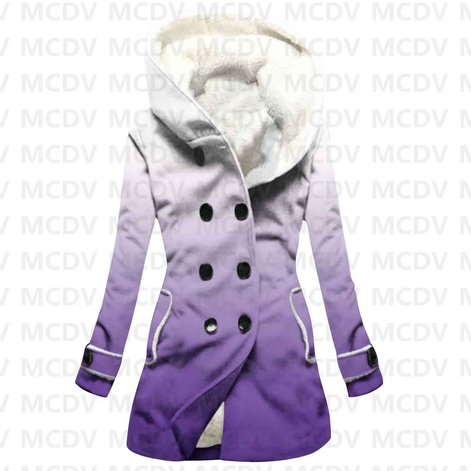 

Gradient 3D Printed Fleece Hooded Cloak Women Thick Warm Coat Women's Winter Warm Overcoat Casual Clothes 09