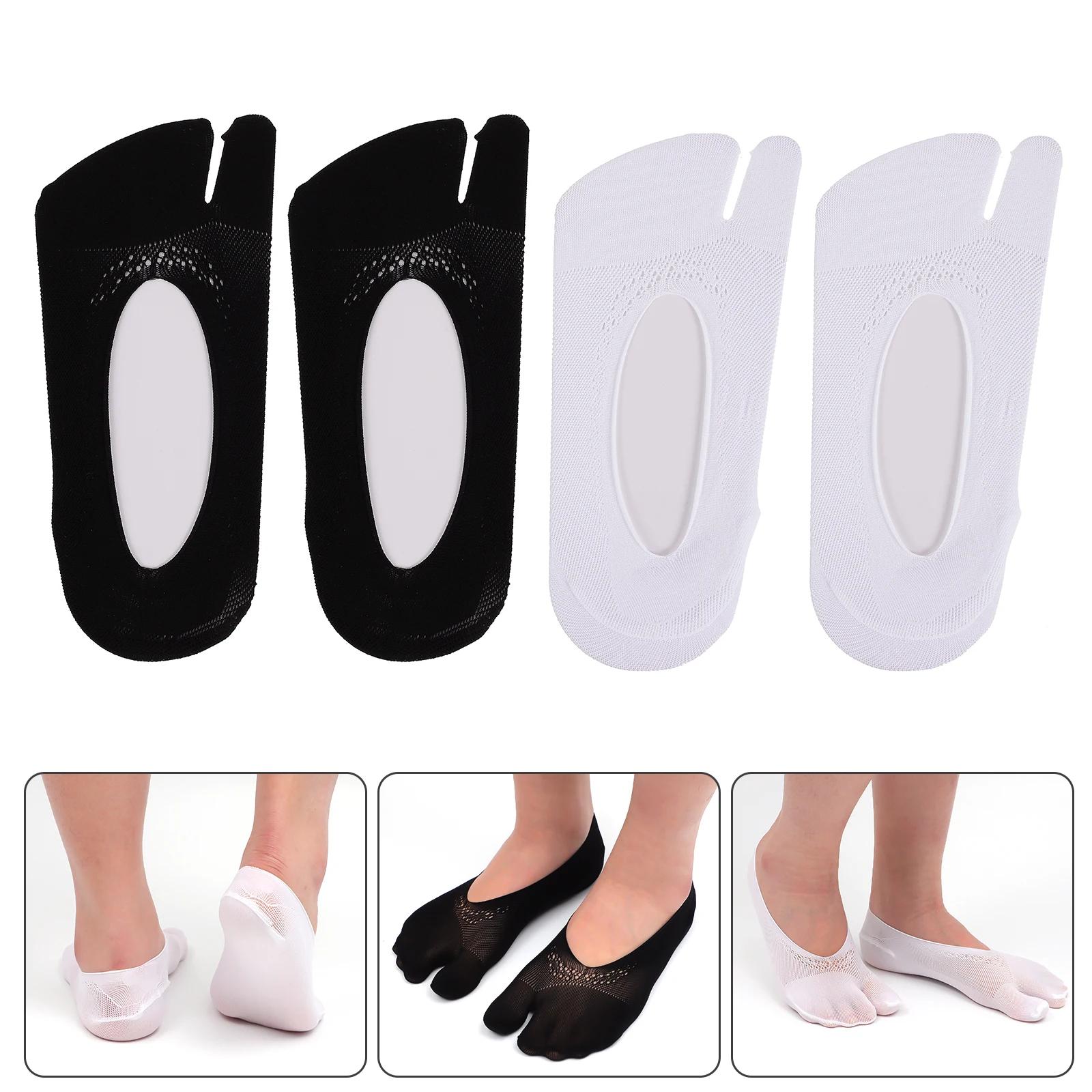 

2 Pairs Thin Split Toe Socks Women Non Short Separated Toes Elastic Lightweight Comfortable Easy Wear Fashionable for Girls