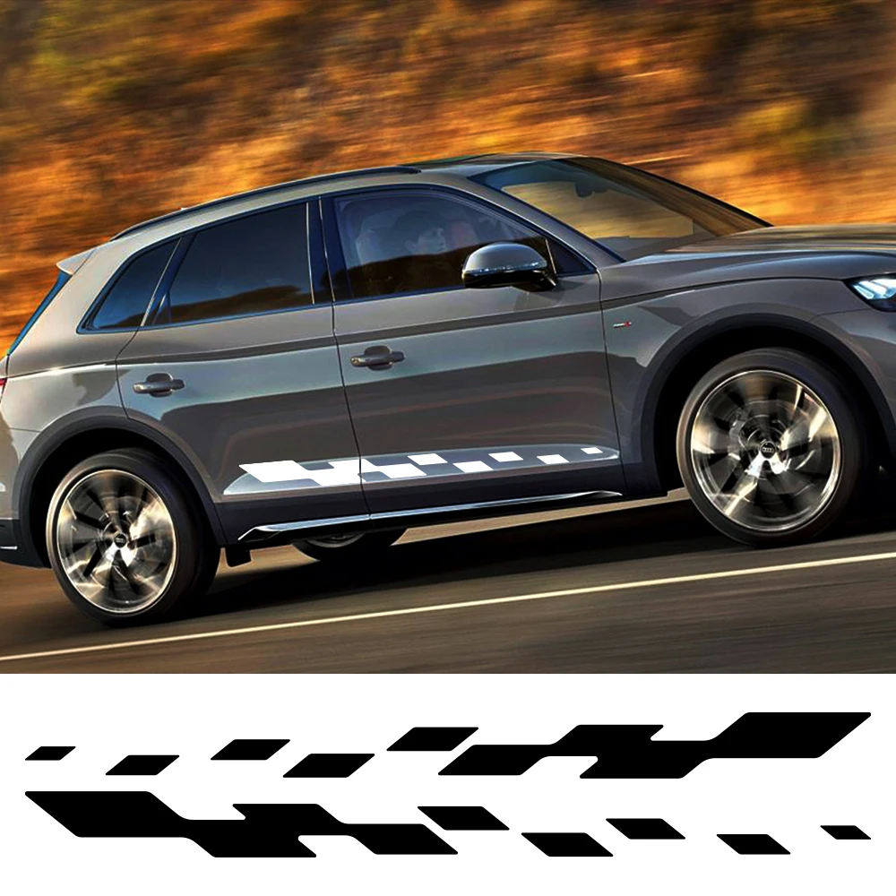 

Car PVC Side Skirt Stripe Decals DIY Both Sides Waterproof Sticker Decor For Audi Q5 FY 8R B9 B8 80A TFSI TDI Quattro 2018 2010