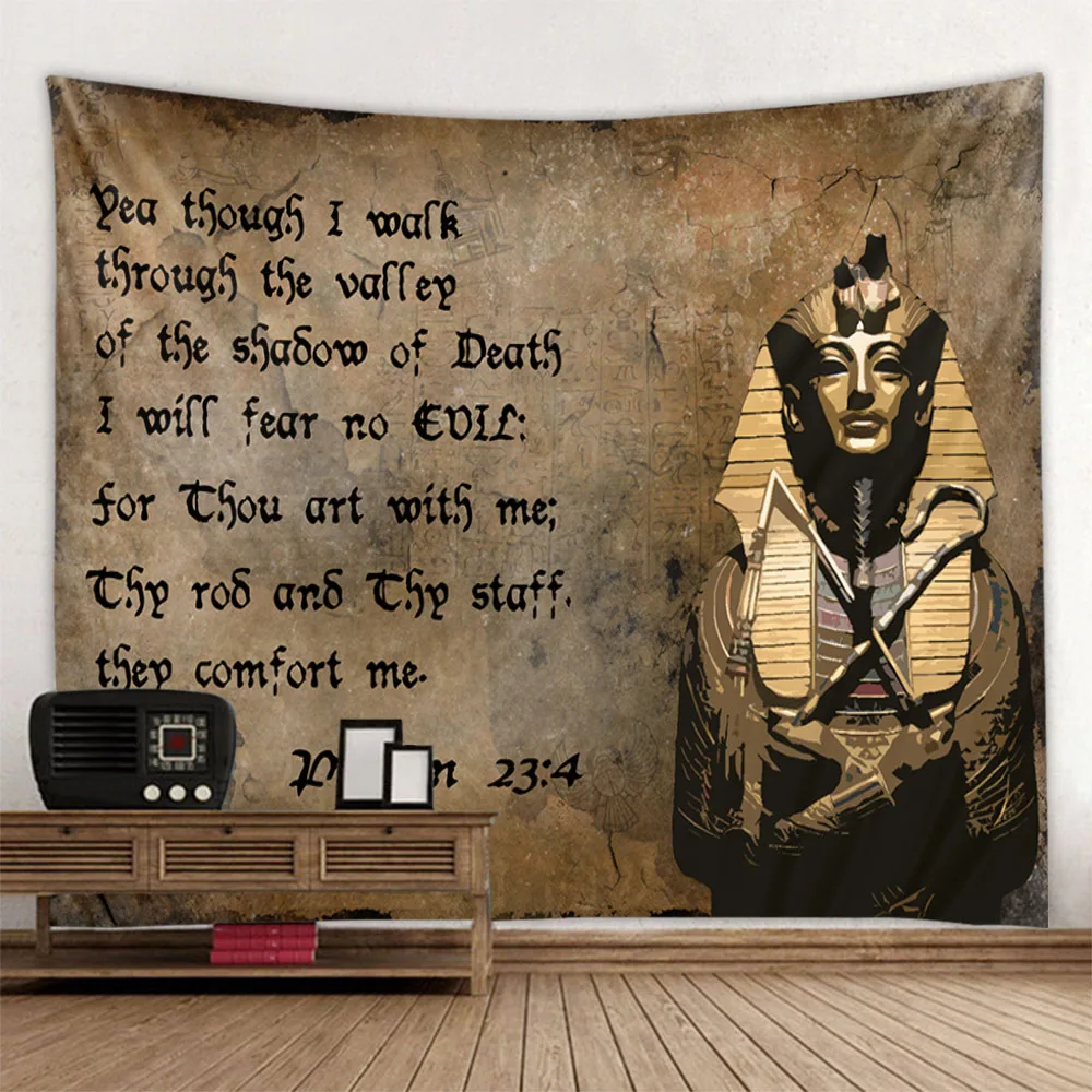 Retro Egyptian Mural Tapestries Mythological Art Wall Hanging with Mysterious Runes Living Room Decor Home Wall Art Tapestries