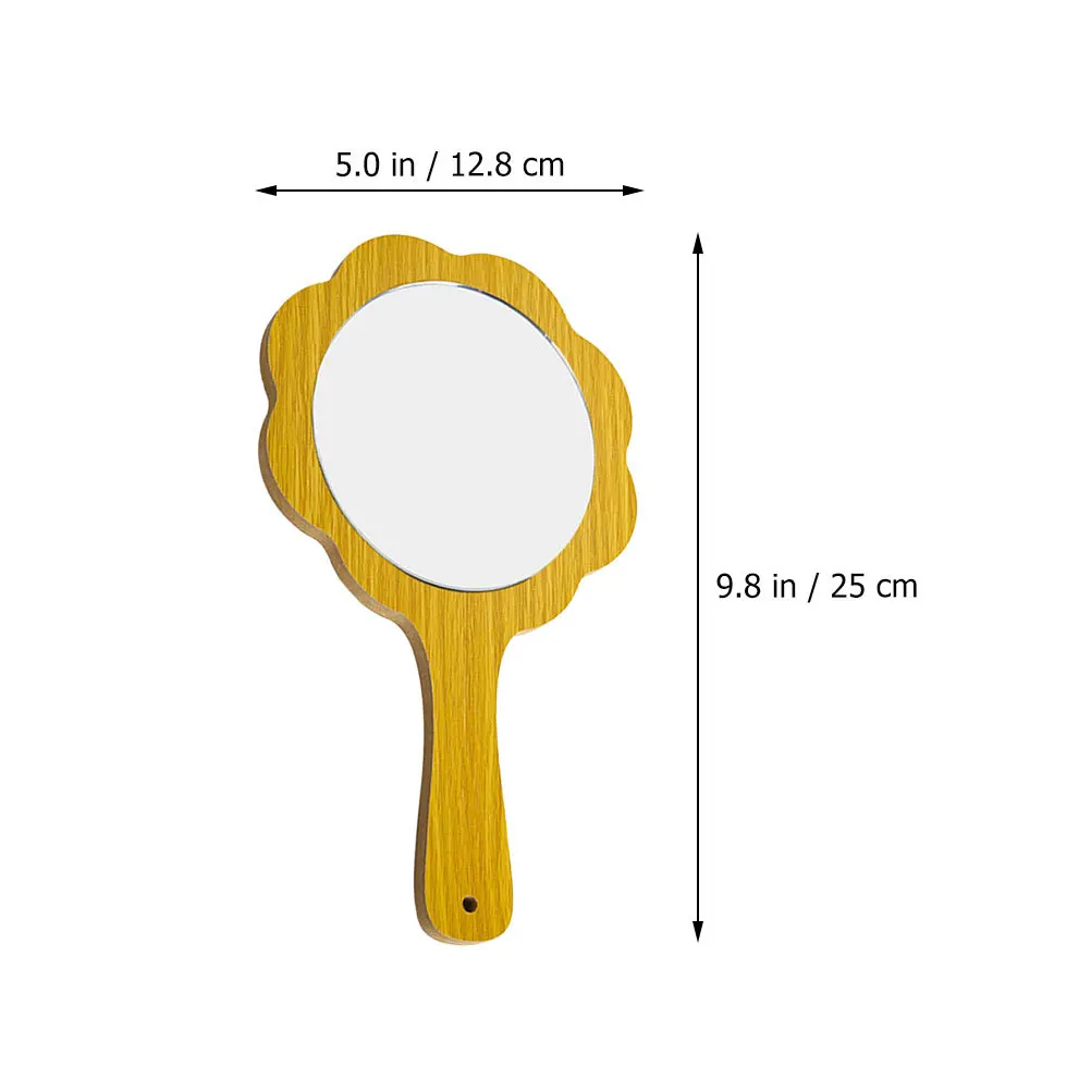 2Pcs Wooden Hand-Held Makeup Mirrors Small Portable Lightweight Vanity Mirrors for Travel Home Use Mirror Wooden Mirror