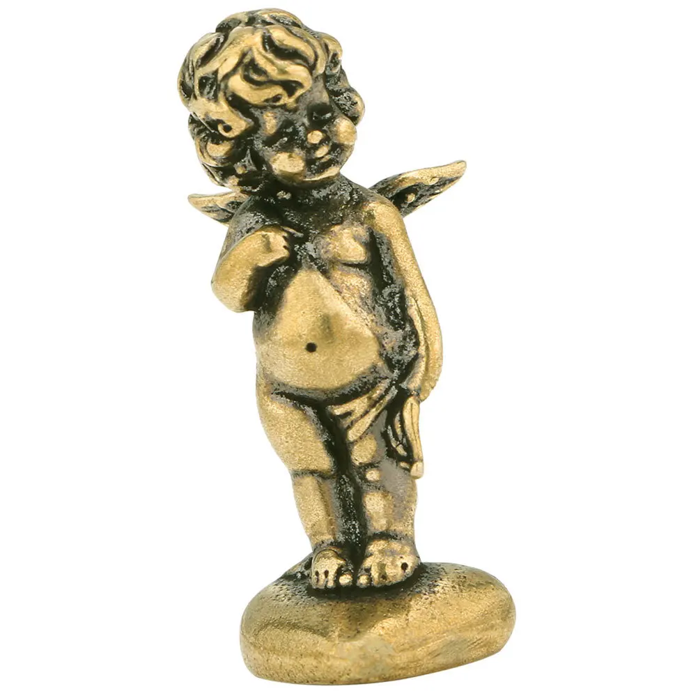 

Brass Cupid Decoration Mini Brass Ornament Exquisite Desktop Decor Vintage Design Home Office Hotel Restaurant Tea Room Gift