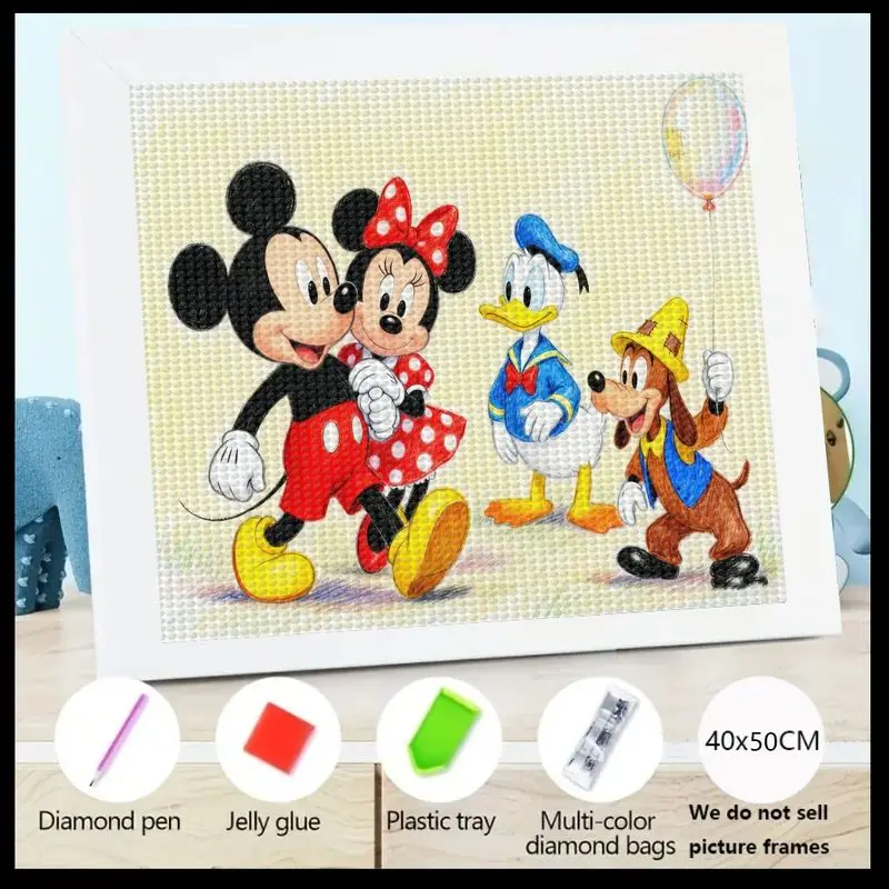 

1 шт. 5D DIY полный дрель комплект алмазной живописи, милый мультфильм Дисней Микки Минни Дональд Гуфи друзья искусство, большой кристаллический драгоценный камень Painti