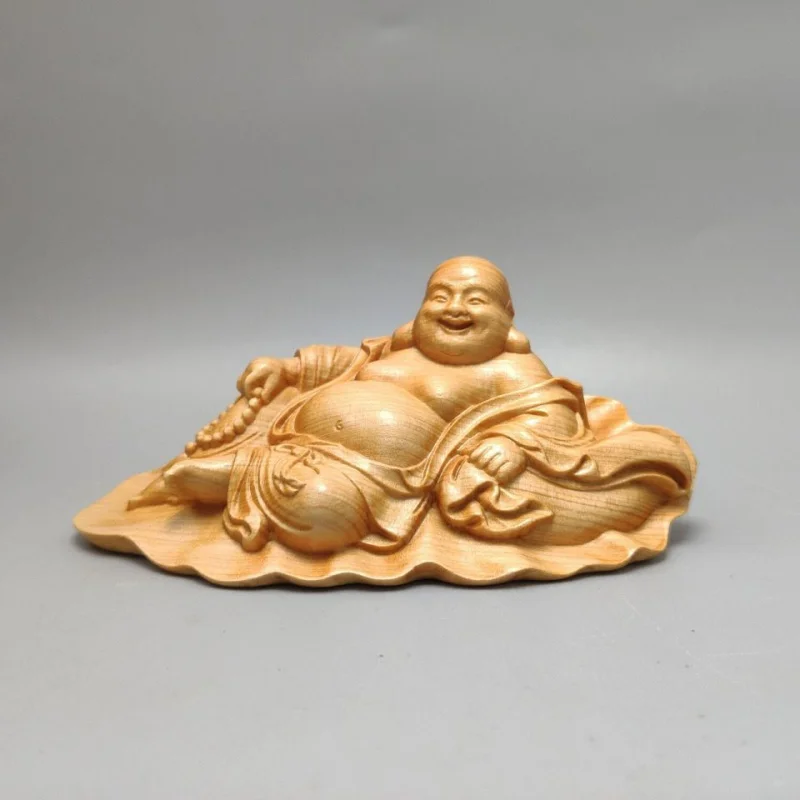 

Arborvitae Decoration Maitreya Car Wood Carving Maitreya Solid Wood Carving Living Room Monk Buddha Statue Desktop Decoration