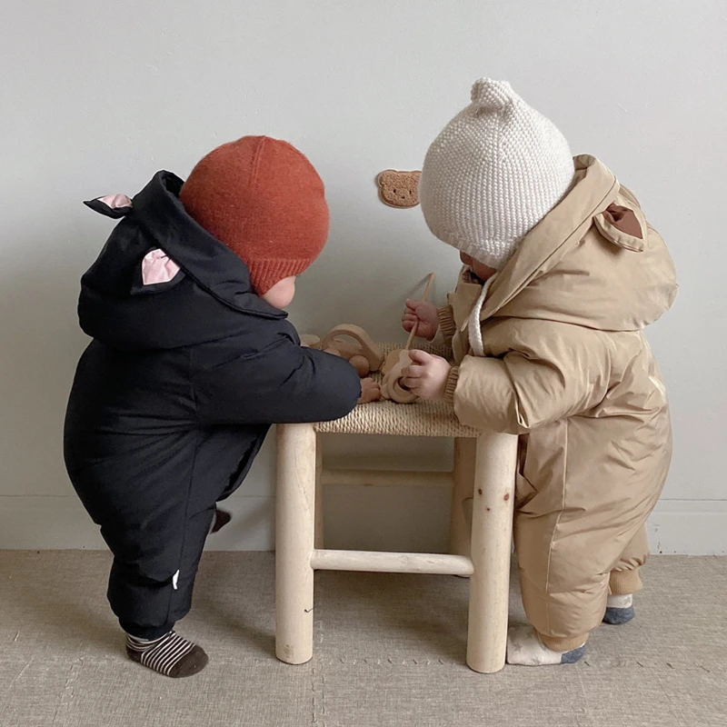 Mono de invierno para bebé recién nacido, monos con capucha de dibujos animados bonitos para bebés, ropa gruesa y cálida para niños y niñas