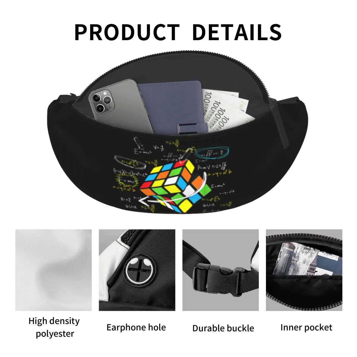 Custom Casual Math Rubik Rubix Cube Caps Fanny Pack for Running Women Men Crossbody Waist Bag Phone Money Pouch