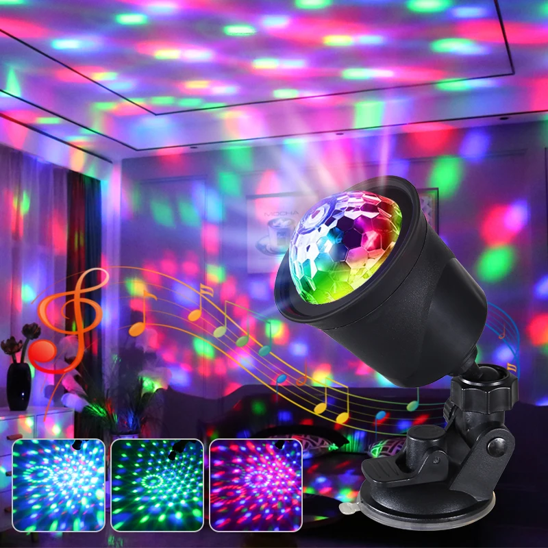 1pc Colorful Magic Ball Atmosphere Sound Control Music Rhythm Light Multi Mode Rotating Projection Light Atmosphere Creation.