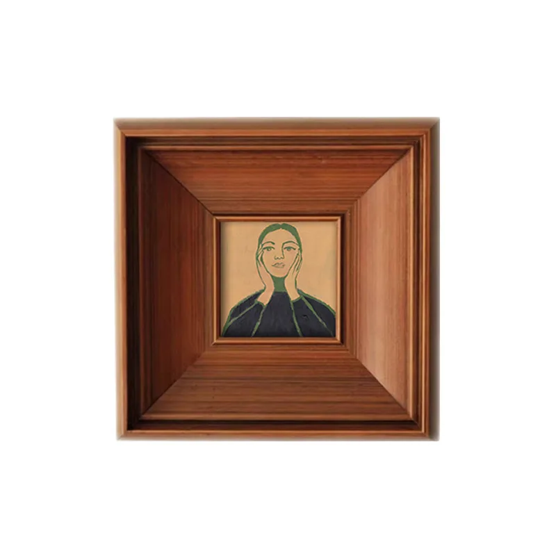 Middle Ancient Decorative Painting Solid Wood Curved Wall Stickers Living Room Art Character Portraits Nordic Entrance Decorate