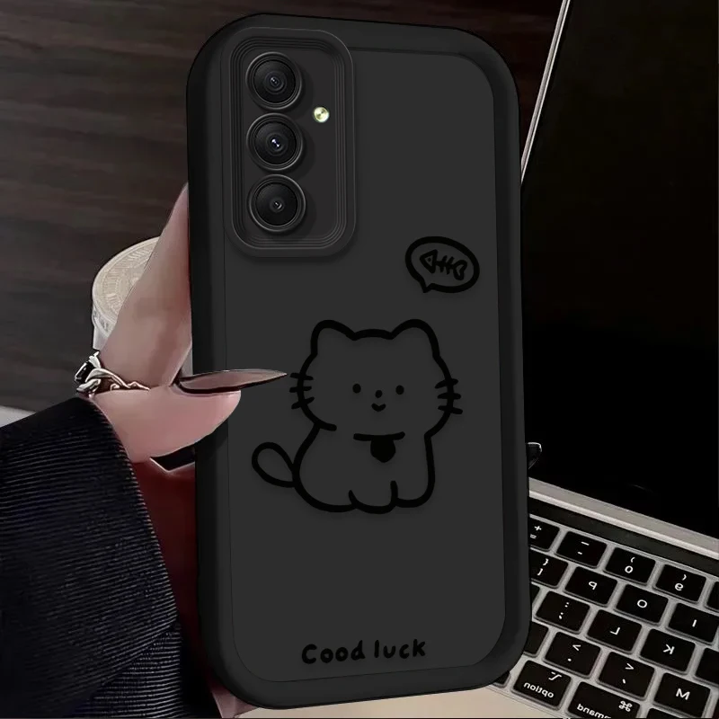 Capa de Telefone Matte com Gato Fofo para Samsung Galaxy A54 A05 A05S A34 A53 A33 A23 A13 A52 A52S A32 A22 A12 A71 A51 A31 A50