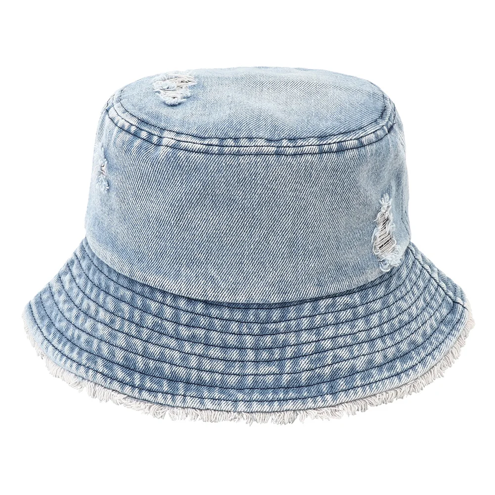 2023 New Vintage Denim Floppy Bucket Hat Women Tie Dye Fishing Hunting Cap Foldable Flat Top Fisherman Hats for Men Bob Homme