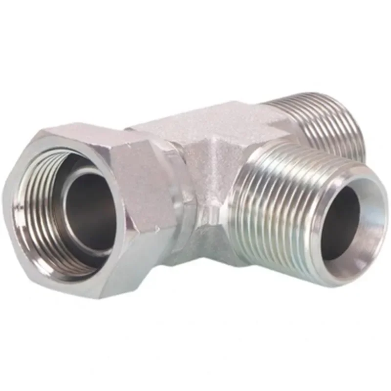 Raccordo per tubo britannico in acciaio al carbonio 1/8 "1/4" 3/8 "1/2" BSP Connettore filettato esterno Cono esterno da 60 gradi Giunto per tubo a tre vie