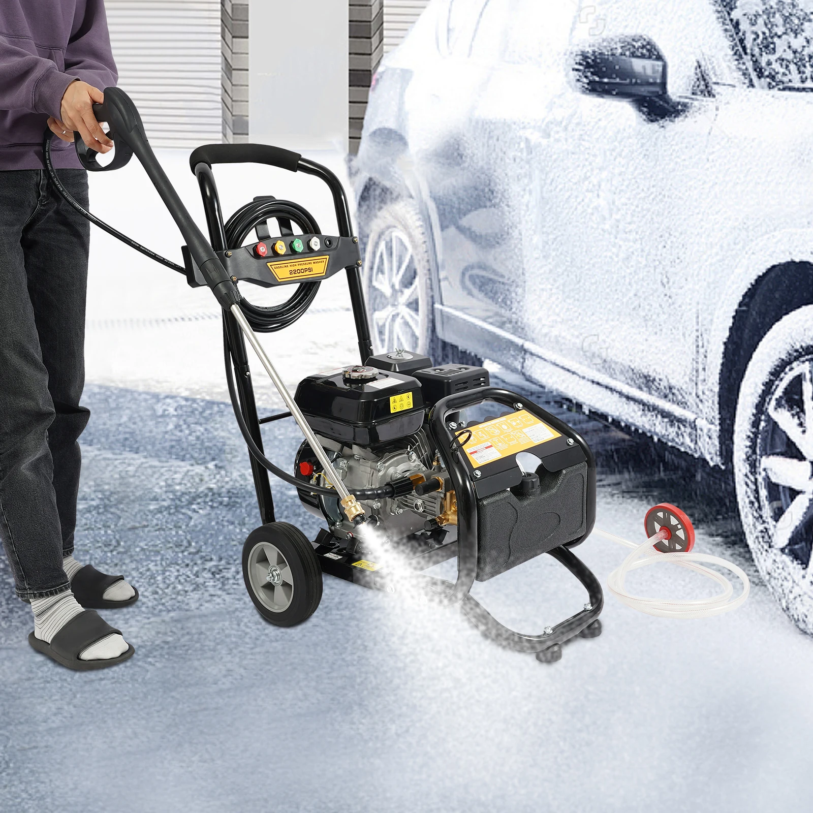 

7HP Gasoline High Pressure Washer | 2600PSI(180Bar) 9LPM Flow, 8m Hose, 3.6L Fuel Tank