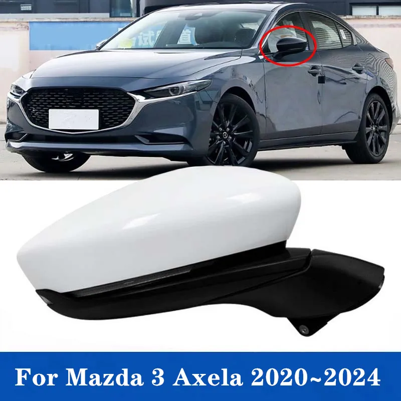 1PCS Car Replacement Door Rearview Side Mirror Assembly For Mazda 3 Axela 2020~2024 With Signal Light Heated Folding