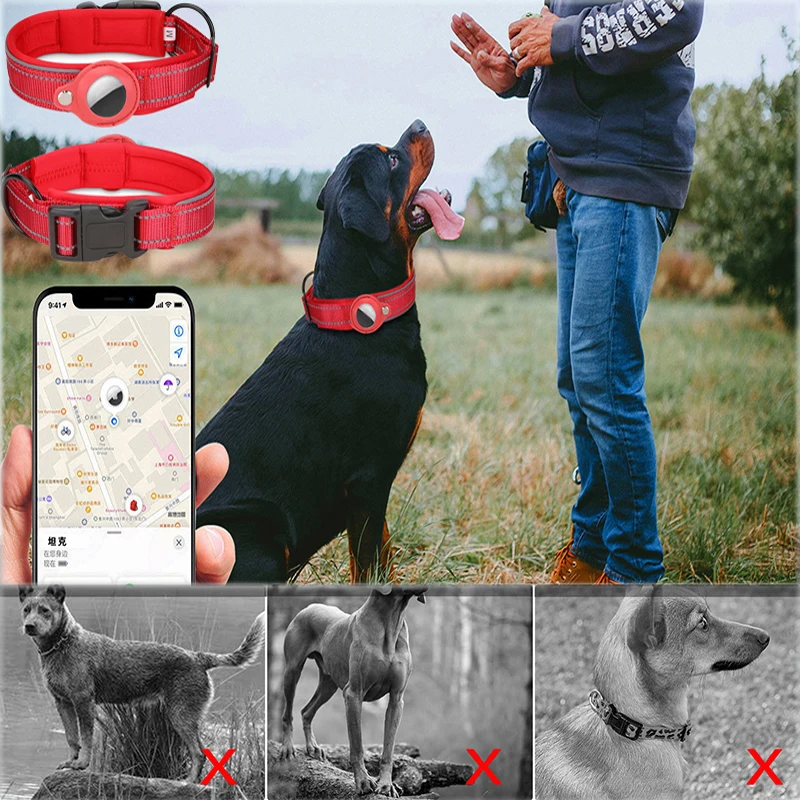 

Anti Lost Dog Collar AirTag Fixator Shell Adjustable Safety Reflective Pet Collar Suitable for Small Medium and Large Dogs