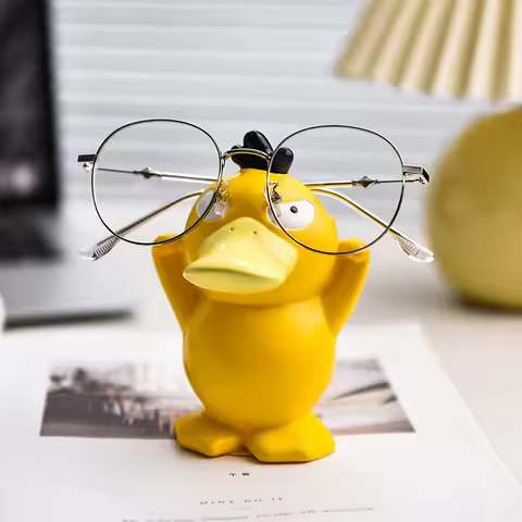 Miniso Anime Peripheral Cute Pokémon Psyduck Ornaments Glasses Frame Supplies Eye Display Stand Decorative Craft Stand Gifts