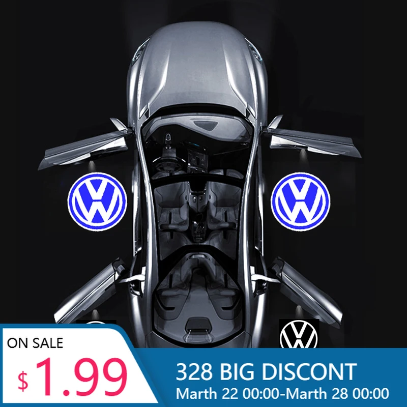 

2026 New For VOLKSWAGEN VW 2Pcs Car Door Projector Lamps Welcome Lights Accessories For VW GTI Golf Passat CC Sagitar Tuguan Tou