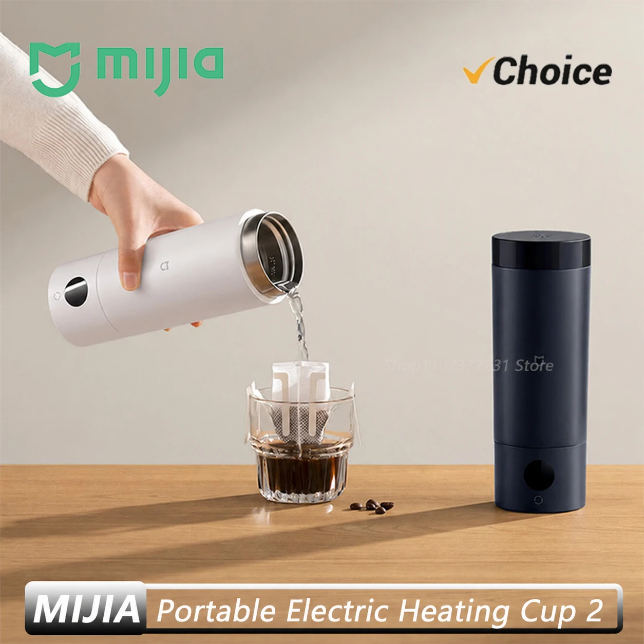 Original MIJIA Portable Electric Heating Cup 2 350mL with 316L Stainless Steel Liner and 6 Heating Settings for Travel and Home