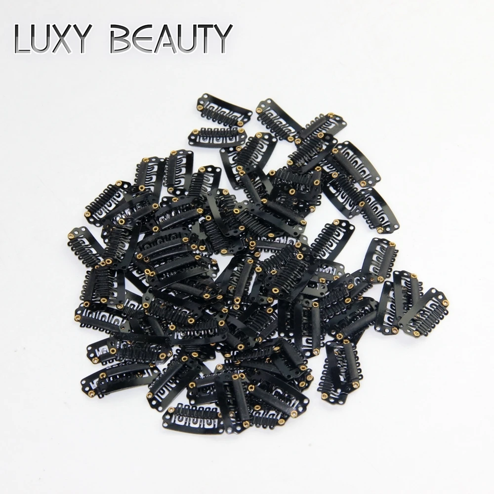 50pcs U 2.8cm Wig Clips Snap For Hair Extensions Wig Clips Hairpins Black Clips For Weft Weaving Hair Closure Clips Brown Blonde