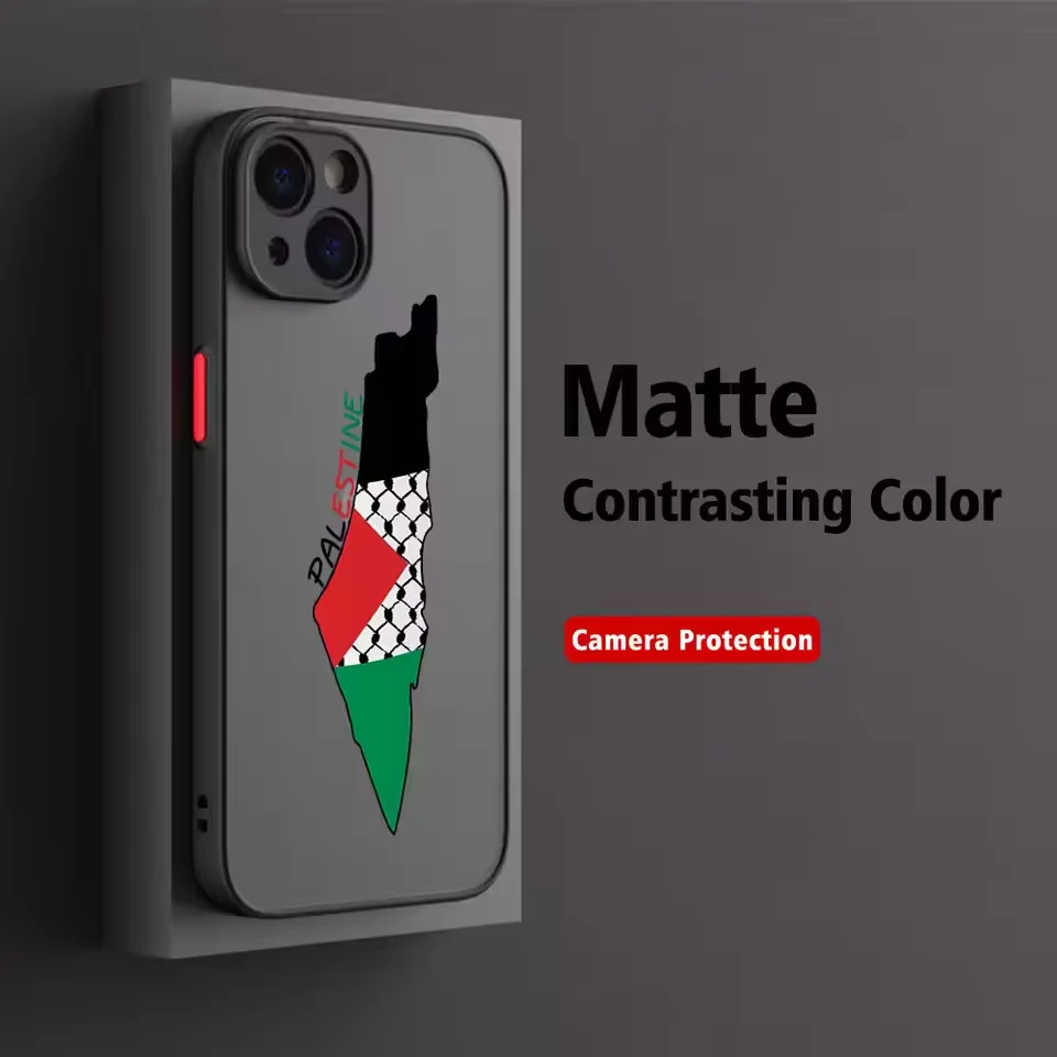 Palestine Flag Map Passport Matte Transparent For iPhone Case 16 15 14 13 12 11 Pro XR XS Max 7 8 Plus Anti-Drop Phone Y2K Cover view 5