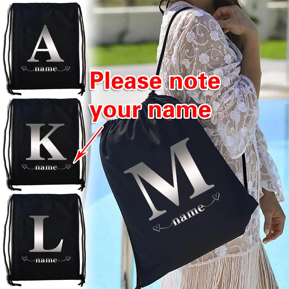 Personalized Customized Name Travel Outdoor Sackpack Lightweight Drawstring Backpack Unisex Foldable Fashion Gym Bags
