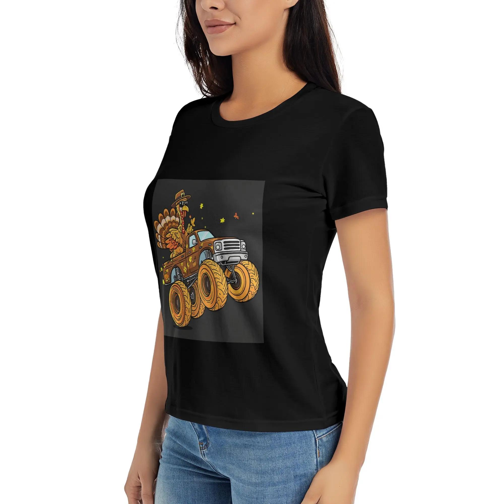 เสื้อยืดกราฟิกรถบรรทุกมอนสเตอร์ตุรกีสำหรับผู้หญิงเสื้อยืดผ้าฝ้ายพรีเมี่ยม