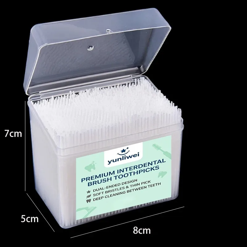 1100 Sticks/box White Plastic Double Pointed Toothpick Food Grade Double Headed Toothpick Simple Packaging Oral Hygiene Yunliwei