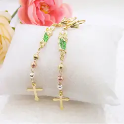 1 Pair Stylish Hand Beaded Tri Color Bead Tassel Cross St. Jude San Judas Earrings for Women
