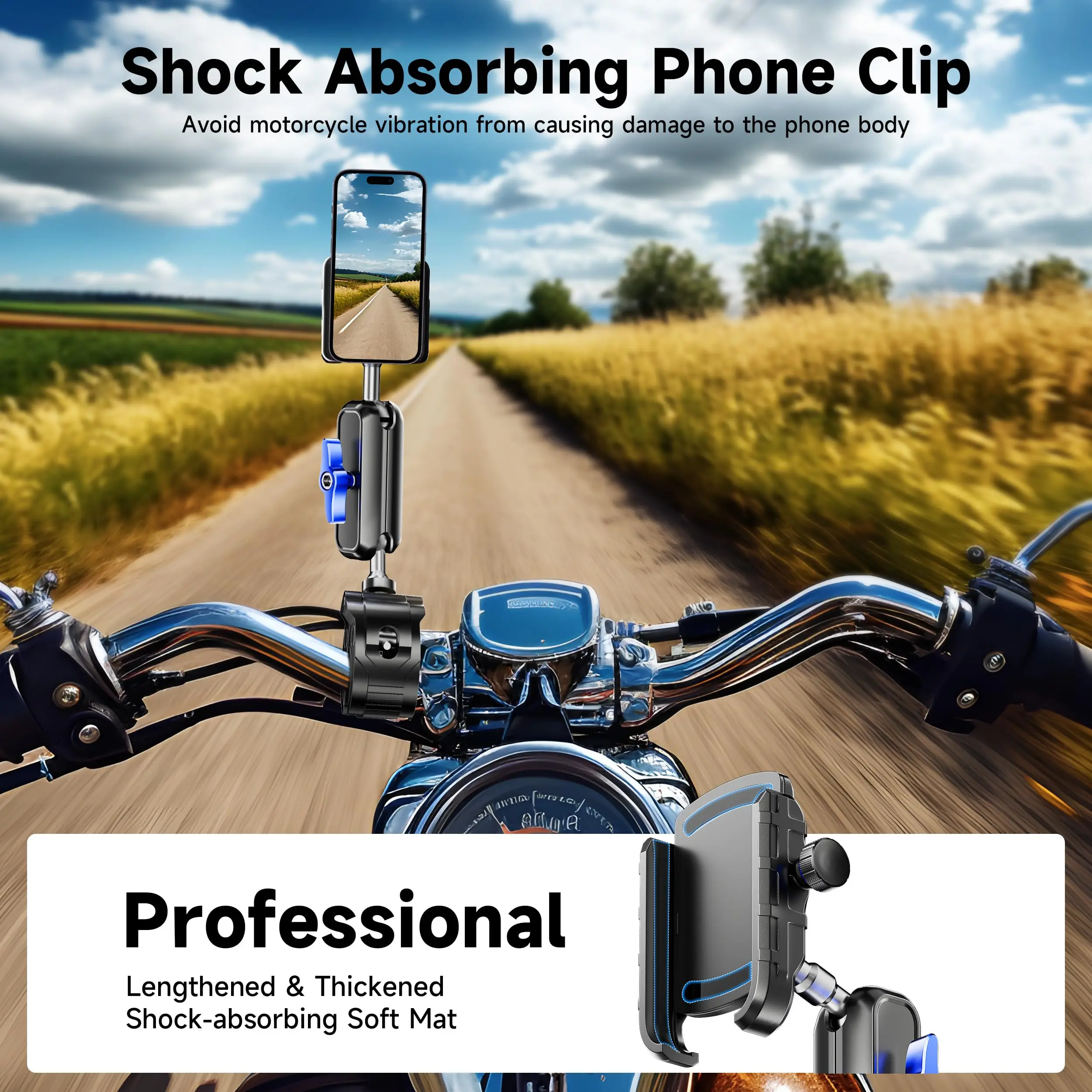 Motorcycle Phone Mount Holder, Bike Phone Holder Mount - 360° Rotatable Motorcycle Handlebar Cell Phone Mount Fit iPhone