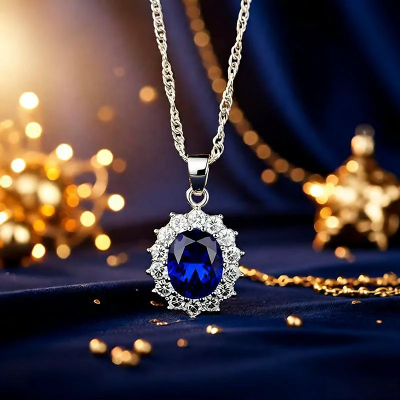 

Gorgeous 925 Sterling Silver Cutting Oval Crystal Zircon Necklace Earrings Ring Set for Women Girl Engagement Party Jewelry Gift