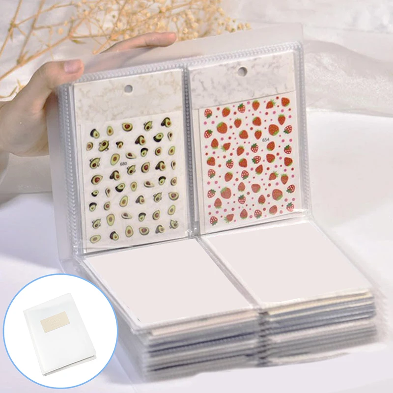 80 Slots Album Card Package Button Type Manicure Sticker Notebook  Nail Stickers Storage Book Large Capacity Exhibition Photo