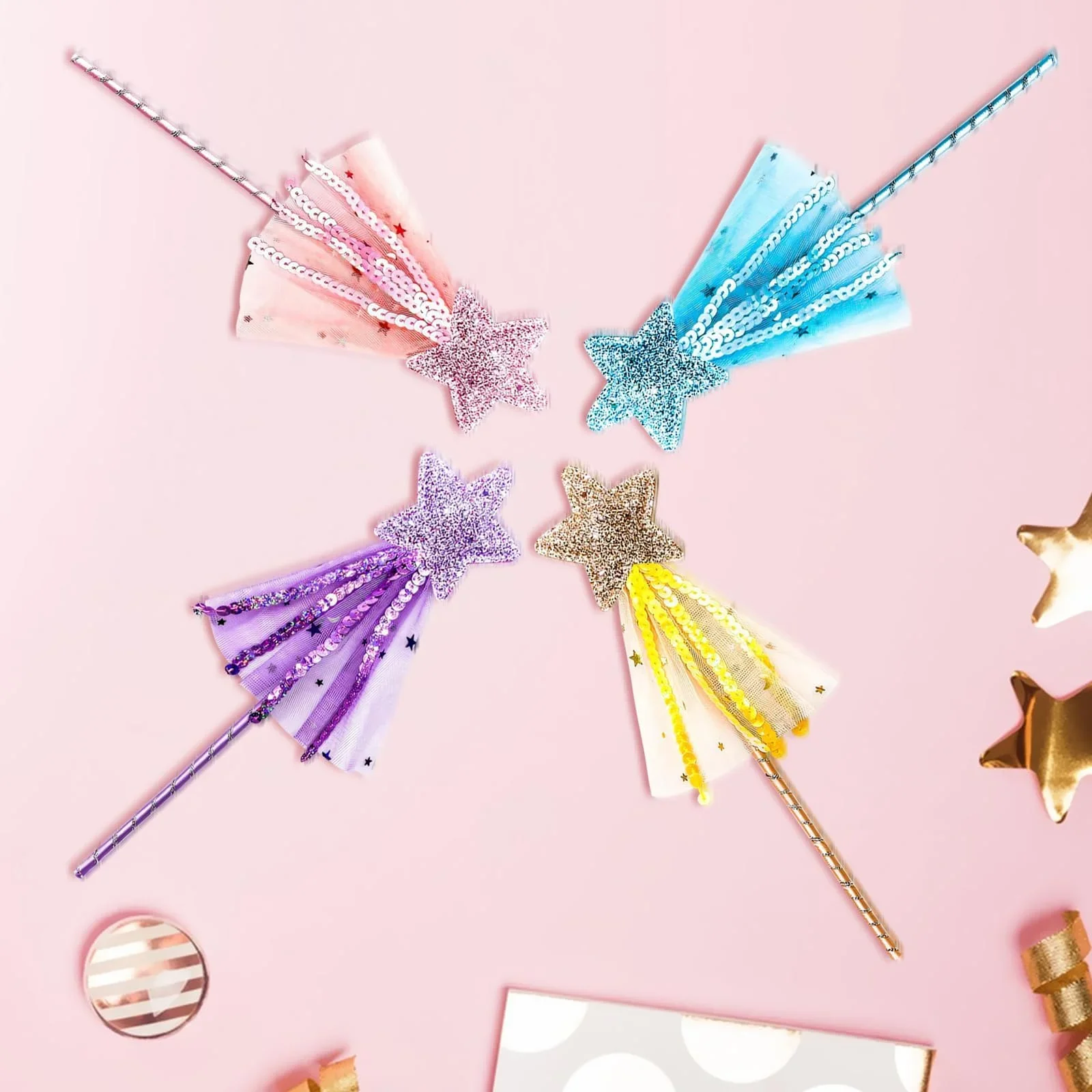 かわいい夢のような五芒星の妖精の杖子供スティック女の子の誕生日プレゼントパーティーハロウィンプリンセスコスプレ小道具 1/2 個ホット販売
