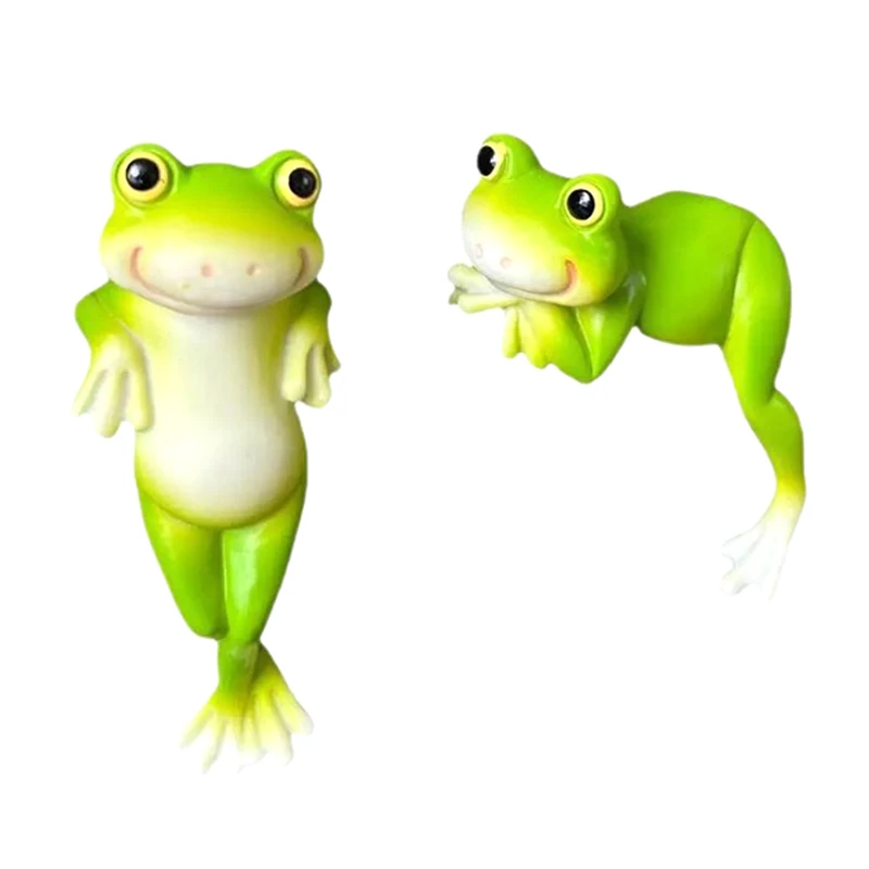 

HUA HUA 2 Pack Cute Climbing Frog Figurines Flower Pot Hugger Resin Hanging Frog Sculpture Outdoor Statue Plant Pot Decorations