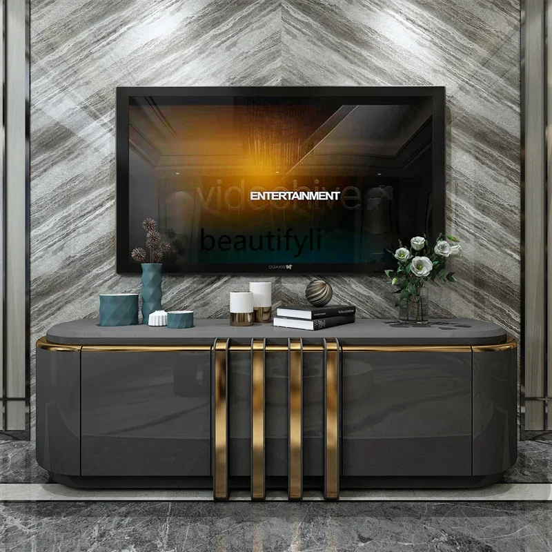 CXH TV Cabinet Simple Gray TV Wall Cabinet Small Apartment American High Living Room Hong Kong Floor Cabinet