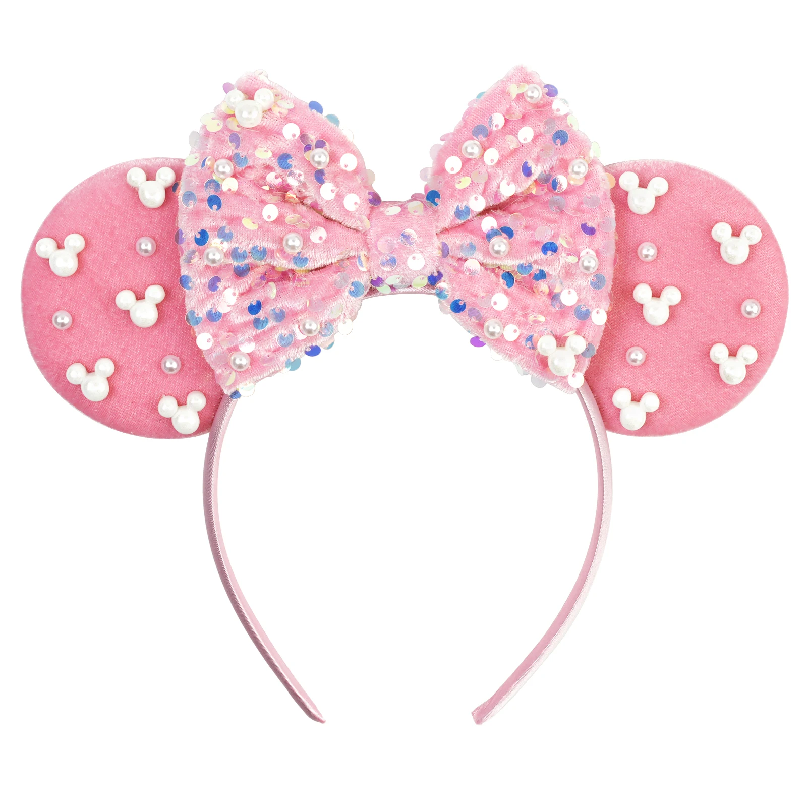 2026 Neuer Stil Mickey Minnie Ohren-Haarband mit Pailletten-Schleifen für Mädchen, Erwachsene und Kinder, Halloween-Party Cosplay Haaraccessoires, Prinzessinnen-Haarband