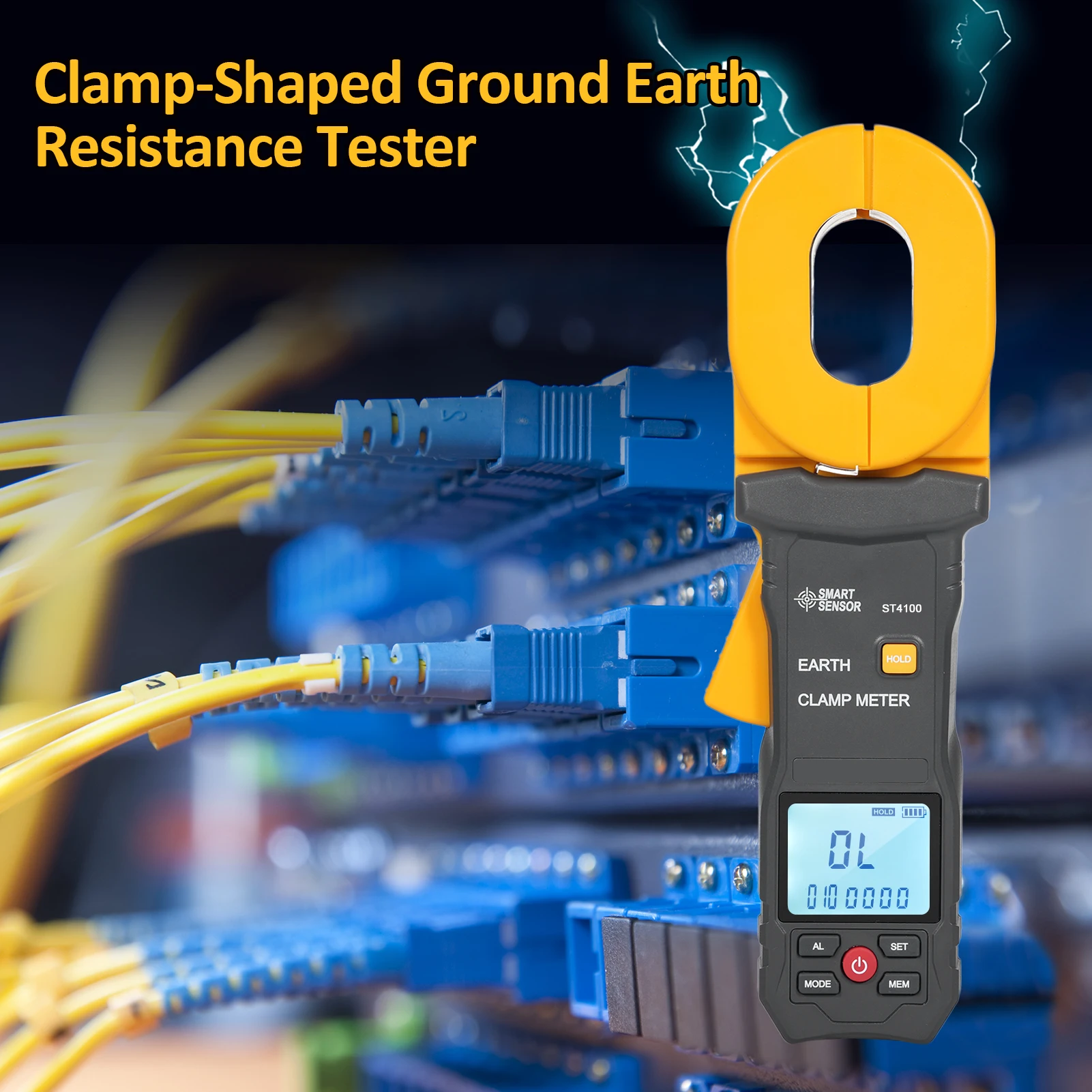 Ground Earth Resistance Tester 0.01-1200Ω 500 Groups Data Storage Multifunction Digital Clamp Meter with LCD Display Alarm Clamp