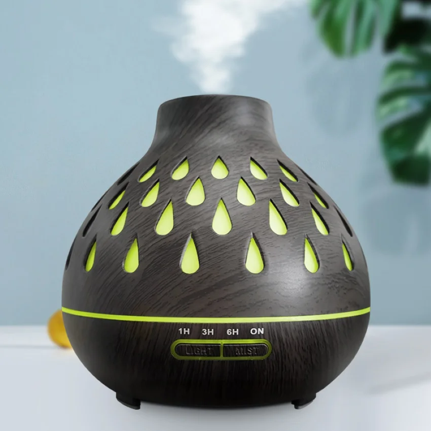 جودة مستقرة قطرة الماء جوفاء التدريجي المرطب فواحة عطور ملونة مصباح ليد الخشب الحبوب ناشر رائحة للمنزل مكتب