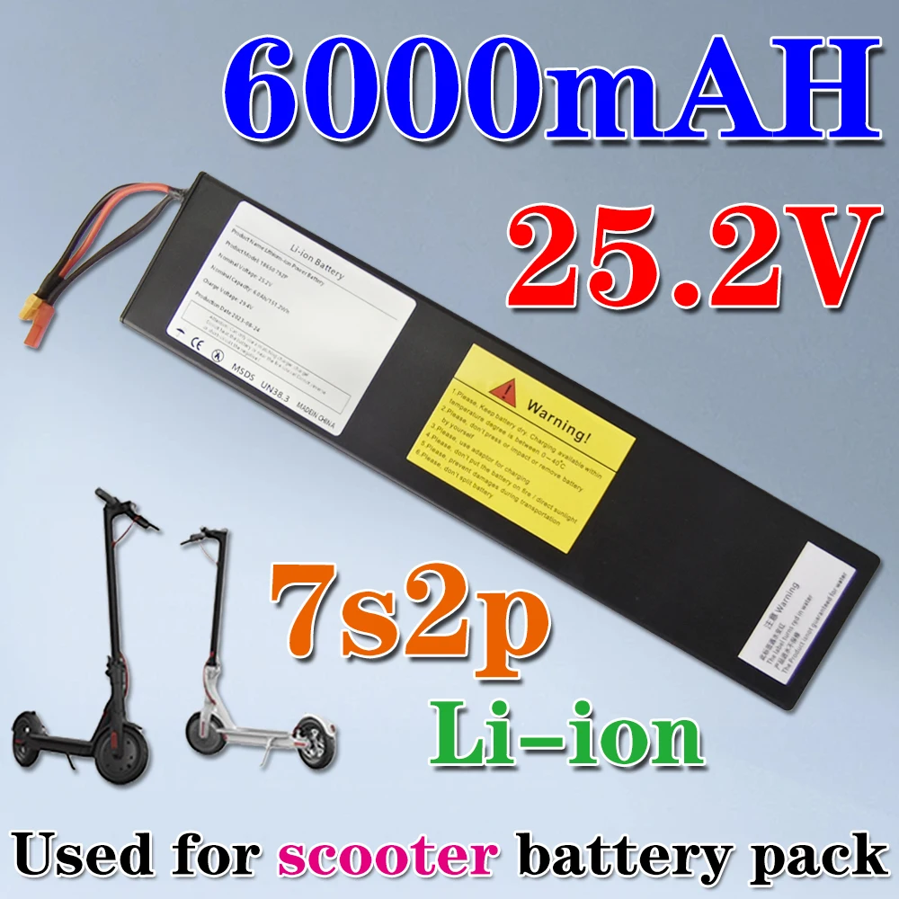 

25.2V 6000mAh 7S2P 18650 Li-ion Rechargeable Battery Pack For 29.4V Electric Scooter+Charger