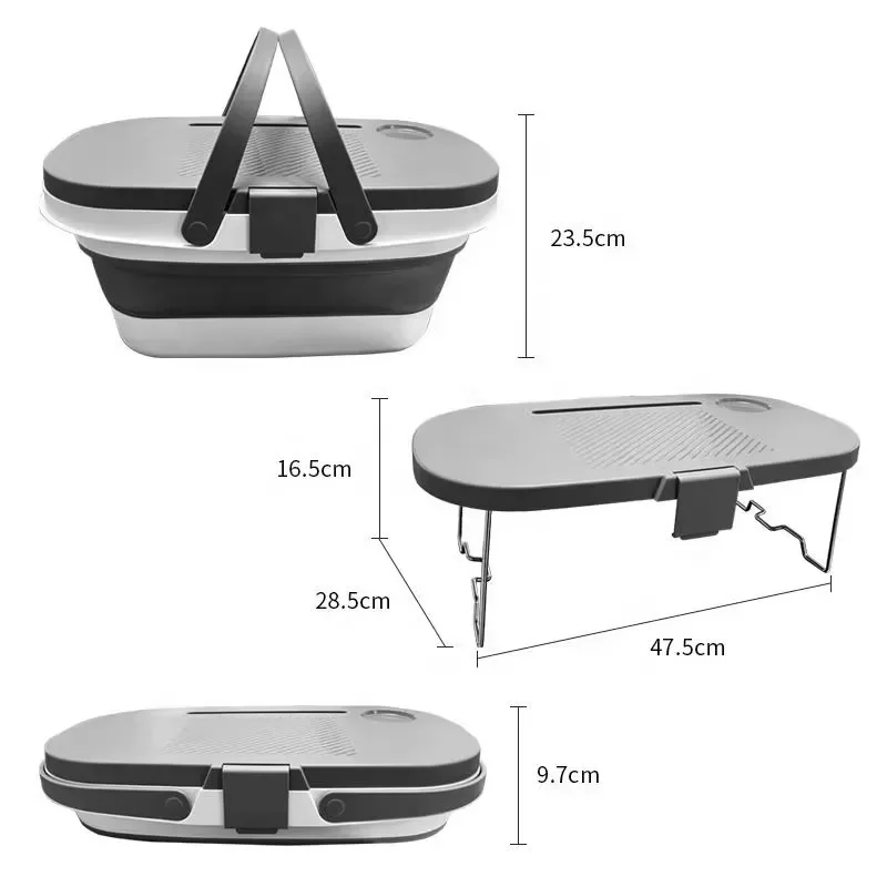 Foldable Travel Bucket Picnic Basket Camping Storage Folding Bucket with Lid